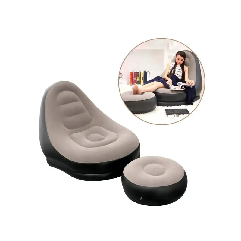 Sofa Inflable Para Hogar Descanso Comodo Reposa Pies