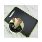 Combo Set Cuchillos Negros + Tabla De Picar Descongelar Carne