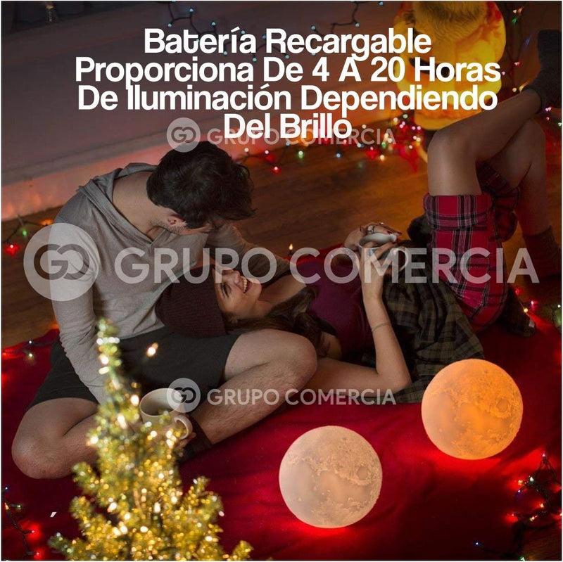 Lampara Luna 3D Recargable Colores Galaxia Base + Control