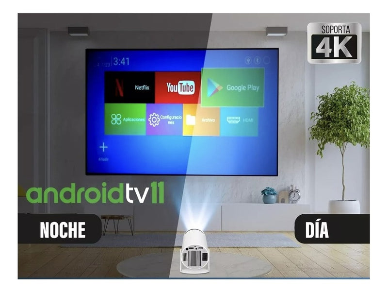 Mini Proyector Led Smart Android 11 Fhd 4500 Lumenes Wifi Bt Color Blanco