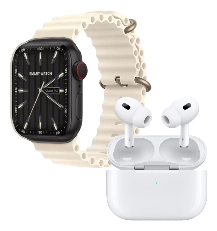 Reloj Smart Watch Beige V11 Classic Sport Suit 7 Pulsos Con Audifono