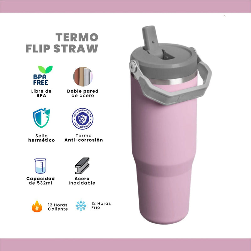 Termo Acero Inoxidable 900Ml Flip Straw Antiderrames
