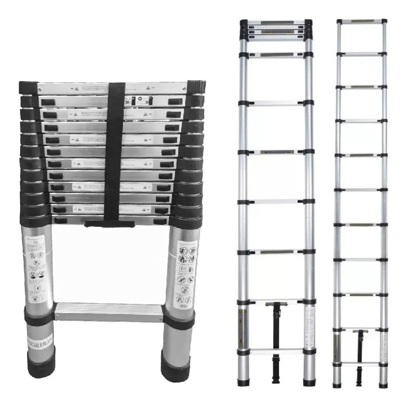 Escalera Telescopica 3.8 Metros Ajustable Aluminio Practica