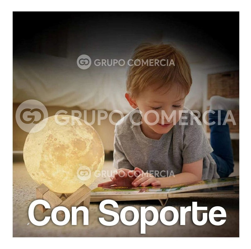 Lampara Luna 3D Recargable Colores Galaxia Base + Control