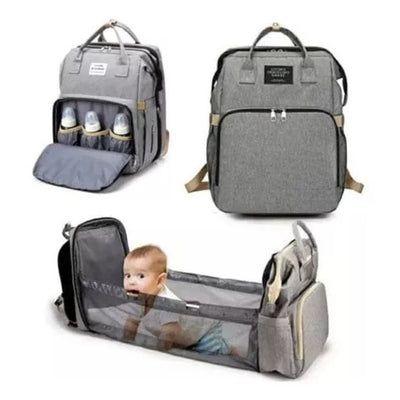 Bolso Panalera Multifuncional Corral 3 En 1 Para Bebes Color Gris