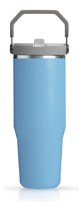 Termo Acero Inoxidable 900Ml Flip Straw Antiderrames Frio Calor Azul