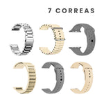 Combo Smartwatch Sport V11 Classic Suit 7 Pulsos Beige Con Audifonos Y Soporte Giratorio Celular