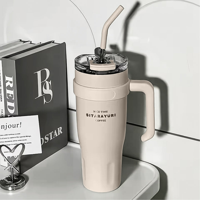 Termo Acero Inoxidable 900Ml Premium Sitarayuri Doble Boquilla Frio/Calor Coffee Cafe Claro