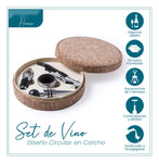 Kit Sacacorchos Portatil Estuche En Corcho Personalizable Acero Inoxidable 4 En 1
