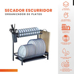 Platero Organizador De Cocina Metalico 2 Niveles Armable Negro