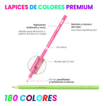 Kit De Lapices Colores Premium 180 Tonos Cromaticos Estuche