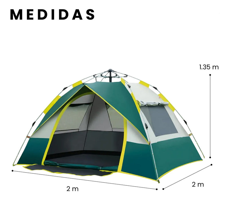 Carpa Camping Campana Automatica 4 Personas Impermeable Ventilacion 360Deg Facil De Armar Mosquitero