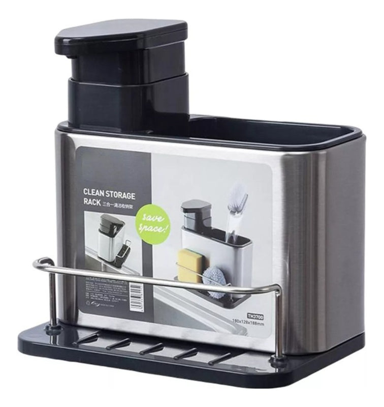 Platero Escurridor De Platos Organizador Tapa + Dispensador De Jabon Cocina