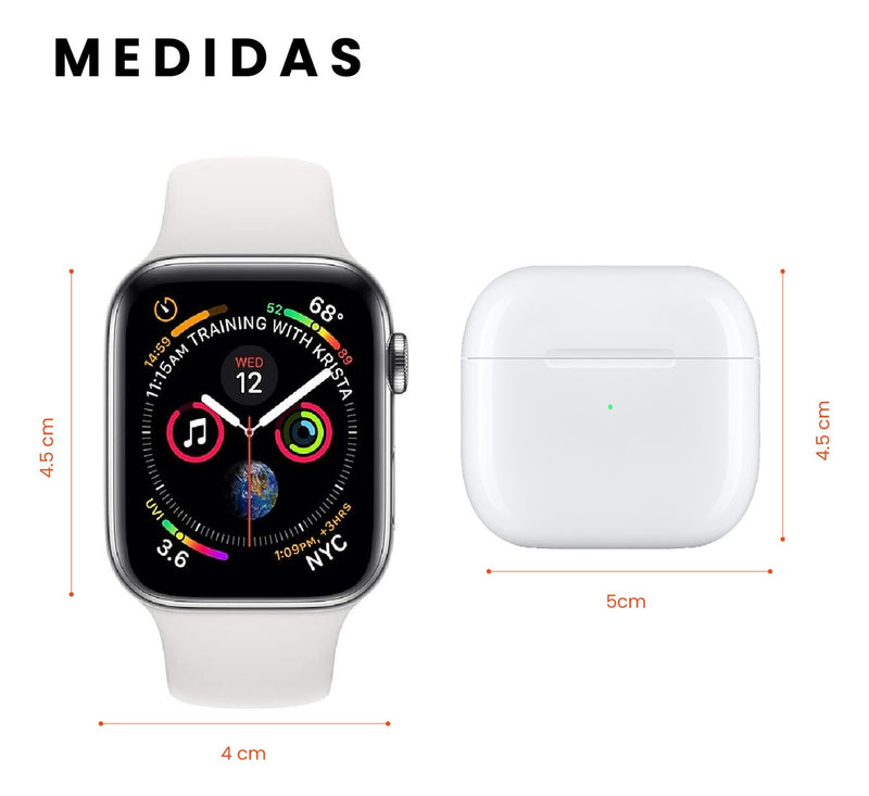Smartwatch Gr88 Doble Pulso Blanco Imantado Series 8 Sport Con Audifonos Recargables