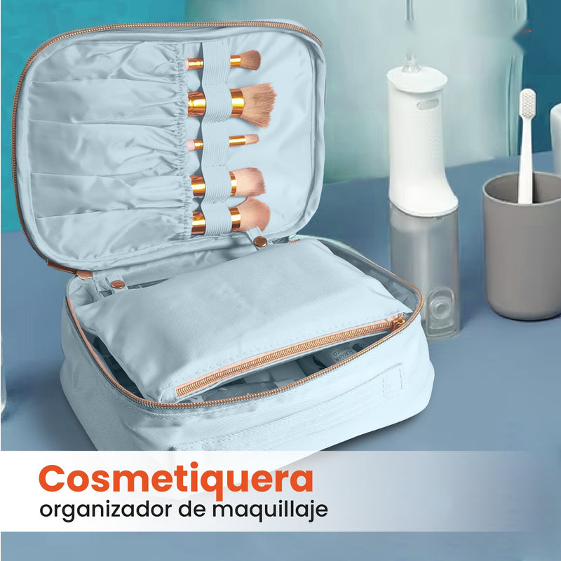 Cosmetiquera Para Dama Organizador Maquillaje Neceser Azul Claro