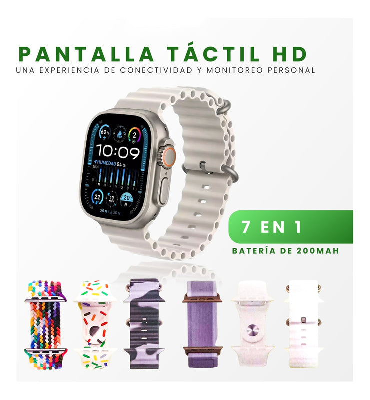 Combo Green K12 Smart Watch 7 Pulsos V5.3 Wireless Con Audifonos Tactil Y Audifonos Diadema