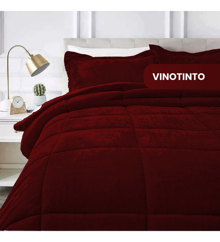 Cubrelecho Termico Doble Funda Almohadas Cama Doble Inn Home Vinotinto