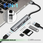 Multipuerto Hub 5 En 1 Usb / Tipo C 3.0 Metalico Epik Sd