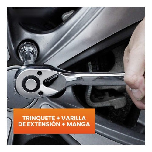 Juego De Herramienta Manual Copas Rachet Extensor 12 Pz Chrome Vanadium Germany