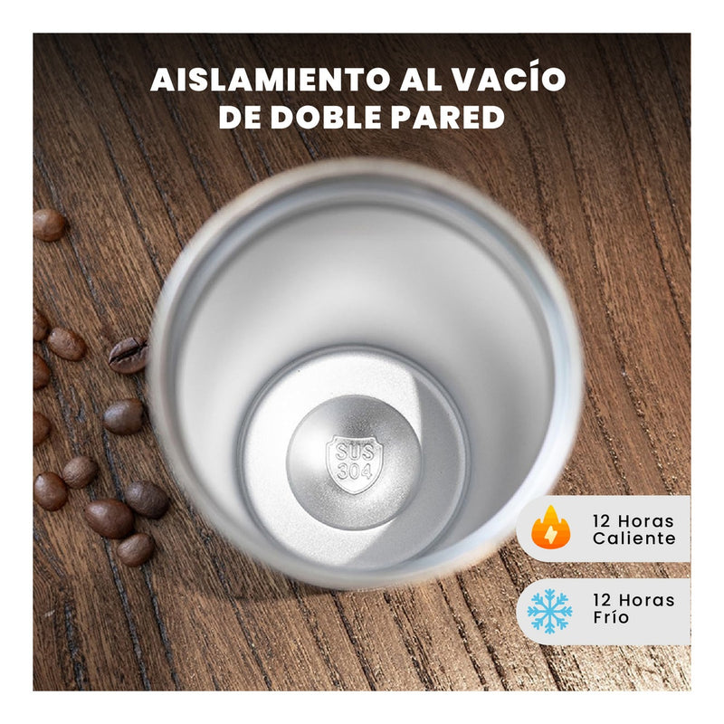 Termo Acero Inoxidable 900Ml Flip Straw Antiderrames Frio Calor Blanco