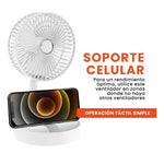 Mini Ventilador De Escritorio Mesa Recargable Con Base De Celular Ajustable 3 Velocidades