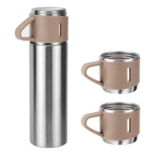 Termo 500Ml Acero Inoxidable Termico +3 Tazas Estuche Regalo