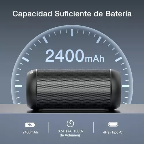 Bocina Bluetooth Inalambrico Con Luces Led 1Hora Boc242 Negro
