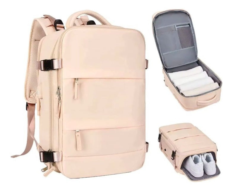 Maleta Morral Para Laptop Puerto Usb Viajero Practico Amaz Beige
