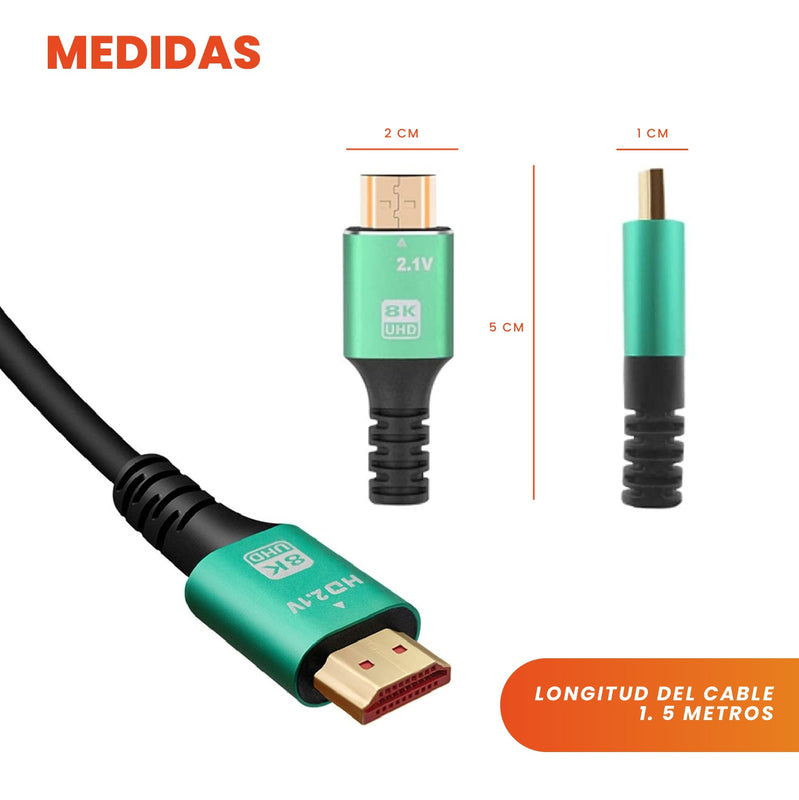 Cable Hdmi 8K Hd Alta Velocidad Definicion 1.5 Metros
