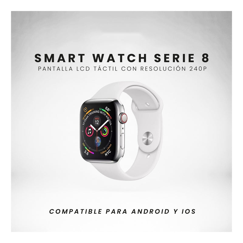 Smartwatch Gr88 Doble Pulso Blanco Imantado Series 8 Sport Con Audifonos Recargables