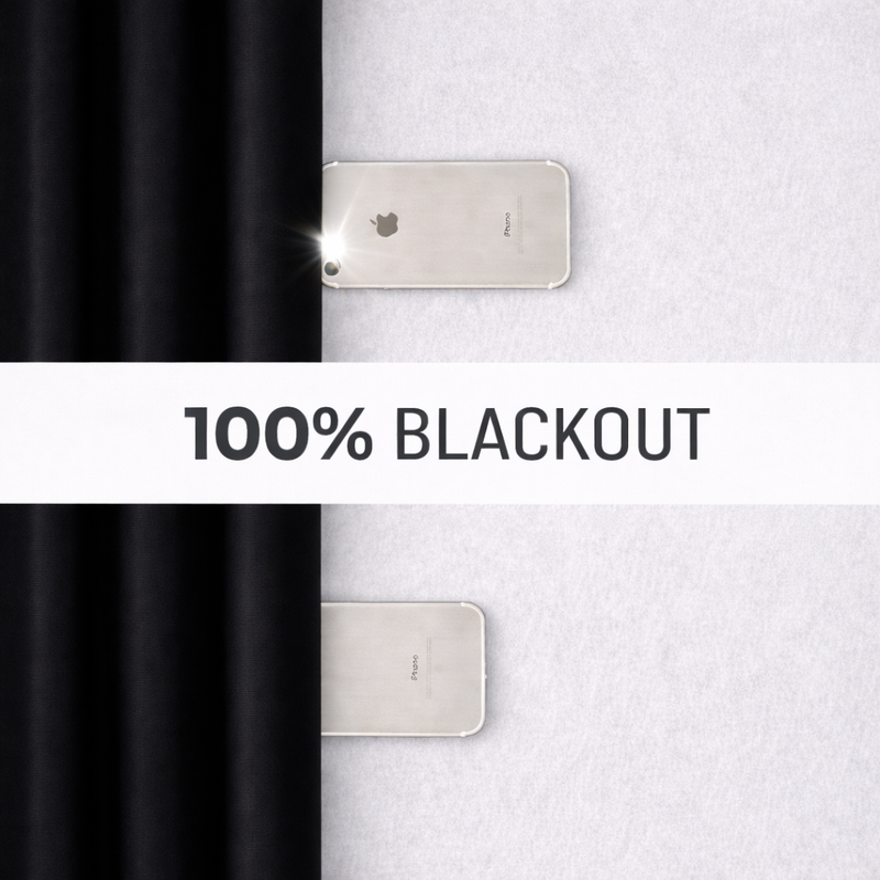 Cortina Blackout 280x220 cm Negra Textura Lino – 2 Paños – 100% Antiluz