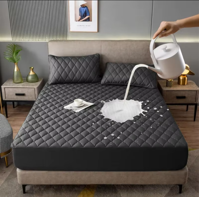 Protector de Colchón Impermeable Antifluido Semidoble Negro Blanco  Ajuste Seguro y Máxima Protección