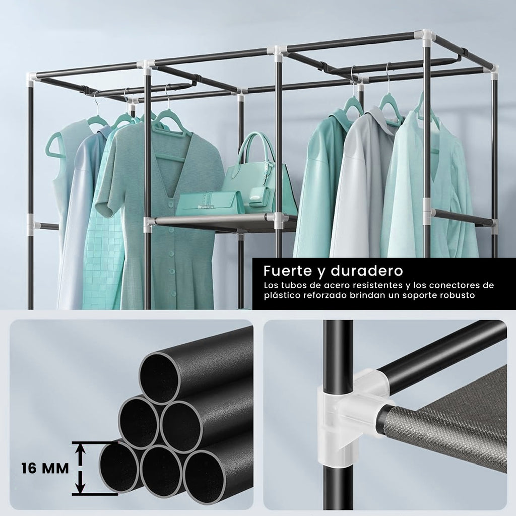 Closet Armable 3 Cuerpos Con Zapatero 9 Niveles Organizador De Ropa Zapatos Practico