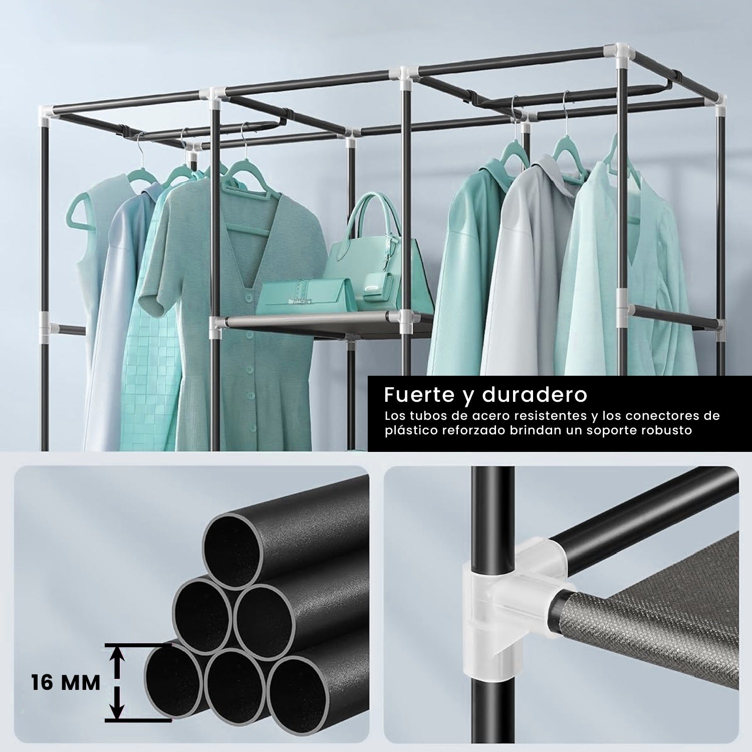 Closet Armable 3 Cuerpos Con Zapatero 9 Niveles Organizador De Ropa Zapatos Practico