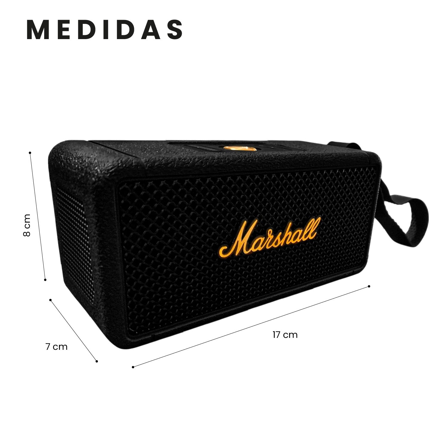 Parlante Bluetooth Sonido Potente Usb Mp3 Fm Marshall Black Replica 1.1