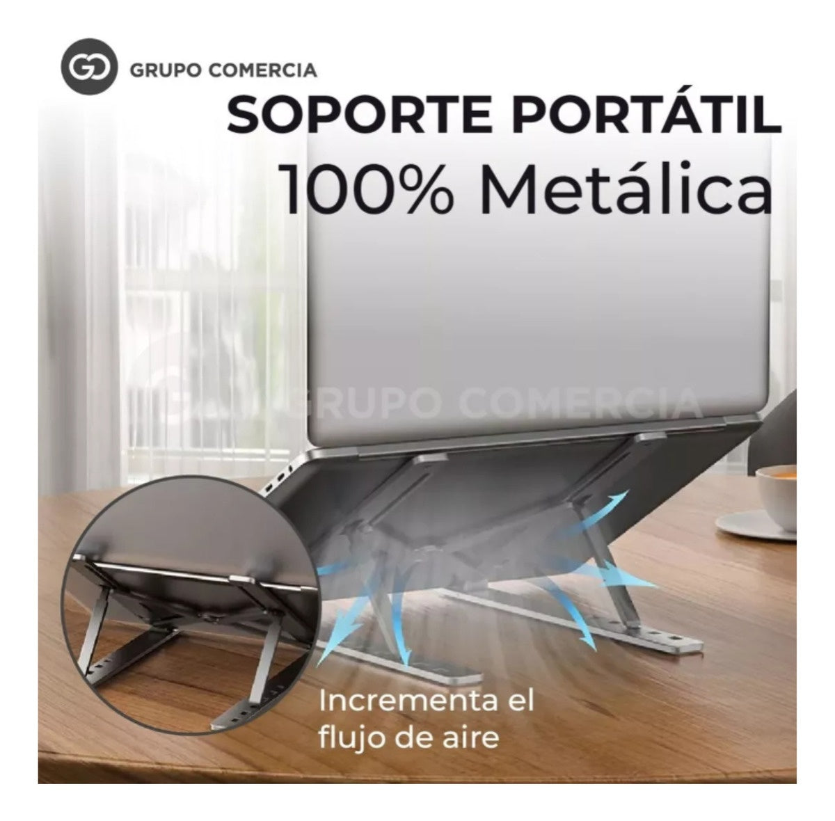 Soporte Laptop Aluminio Ergonomico + Teclado Bluetooth Plegable