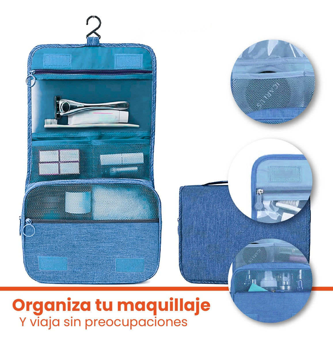Cosmetiquera Neceser Organizador Maquillaje Para Equipaje Azul Claro Innovo