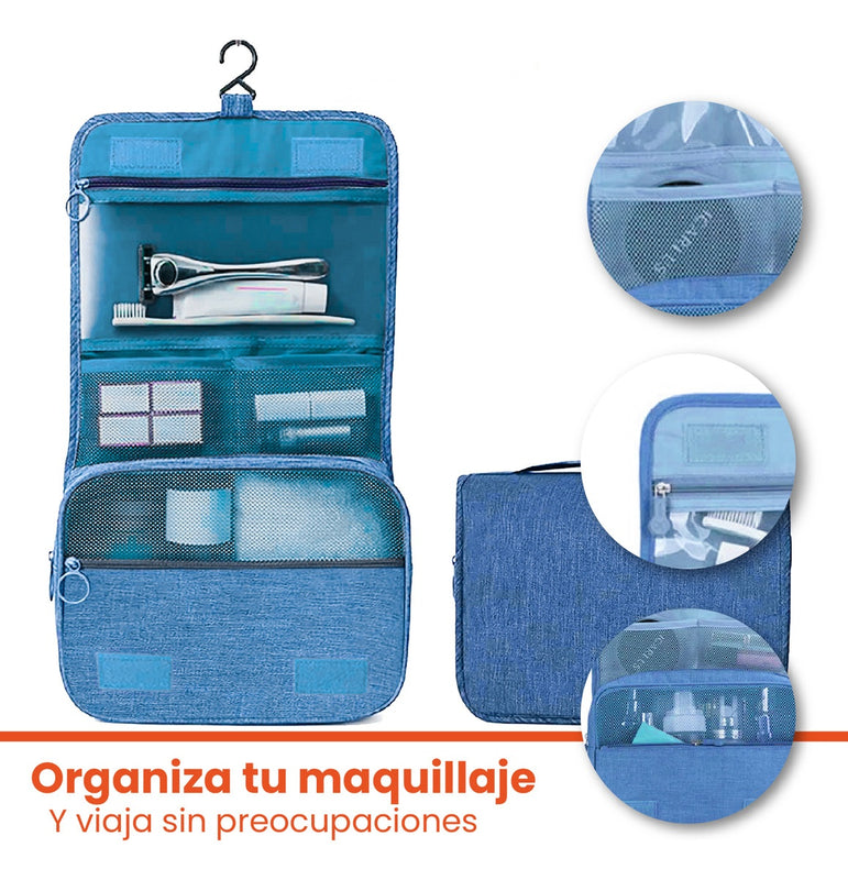 Cosmetiquera Neceser Organizador Maquillaje Para Equipaje Azul Claro