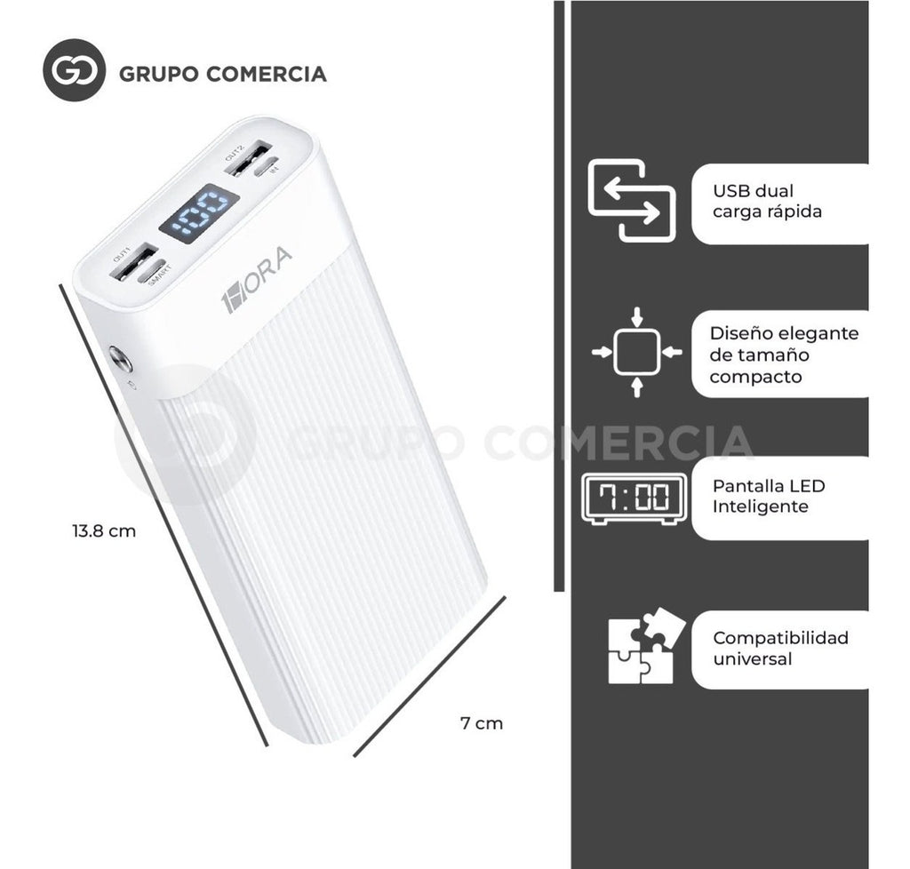 Power Bank 20.000 Mah Reales Original Digital 1Hora Potente