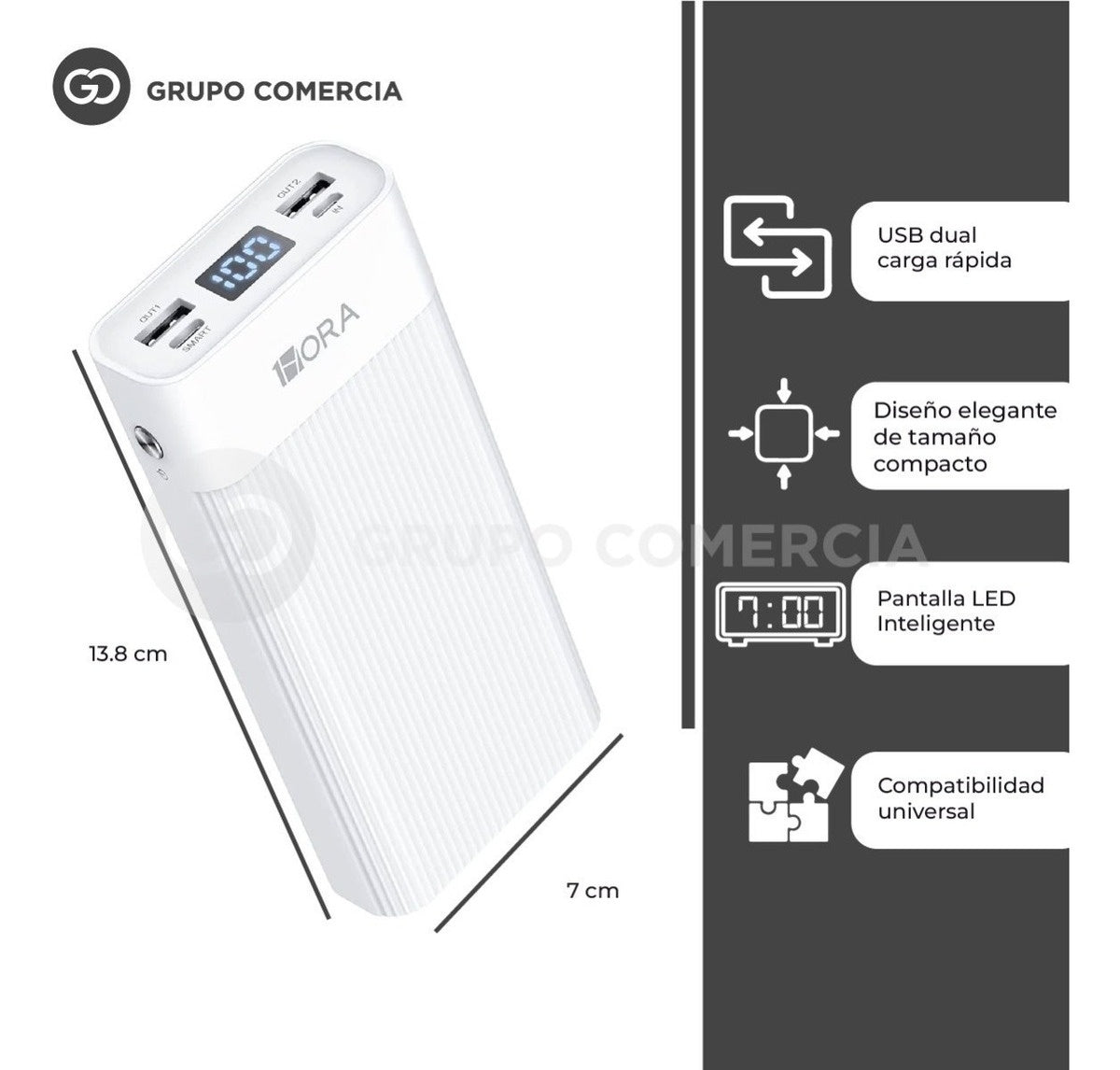 Power Bank 20.000 Mah Reales Original Digital 1Hora Potente