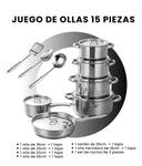 Juego De Ollas Acero Quirurgico Inoxidable 15 Piezas Bekaline Cocina Premium