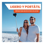 Tripode Palo Selfie Con Luz Recargable Monopie Viajero Portatil Ajustable Altura Maxima 1 M