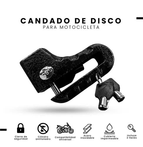 Candado Anti Robo Para Motocicletas Bicicletas Electricas Macizo Compacto 2 Llaves