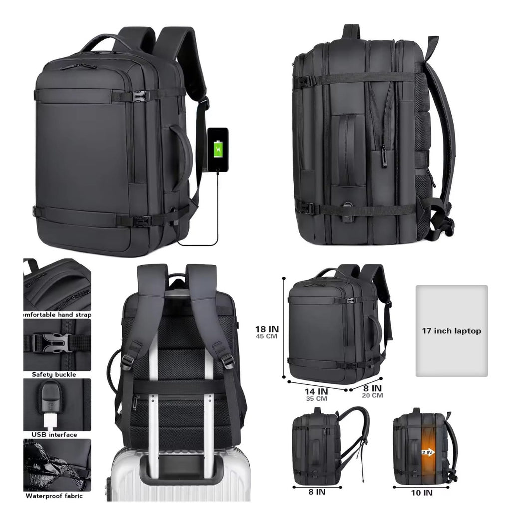 Maleta Bolso Morral Ejecutivo Universitario Para Laptop Pc Con Puerto Usb Premium Gris