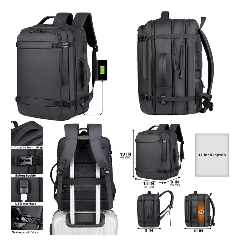 Maleta Bolso Morral Ejecutivo Universitario Para Laptop Pc Con Puerto Usb Premium Gris