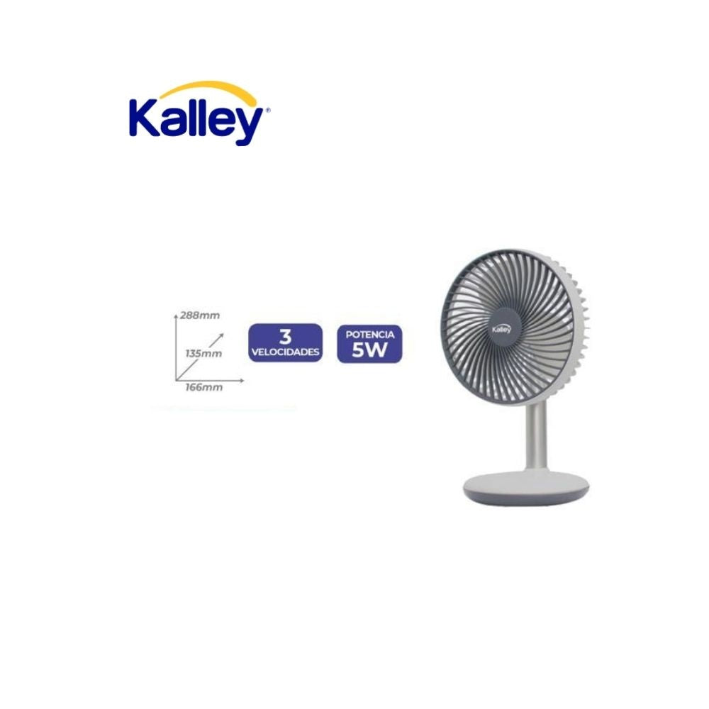 Ventilador Kalley De Mesa 5W 3 Velocidades Silencioso Portatil Usb