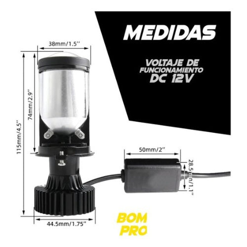 Par Bombillos Led Proyector Lupa Carro Moto 20.000 Lm Alta G