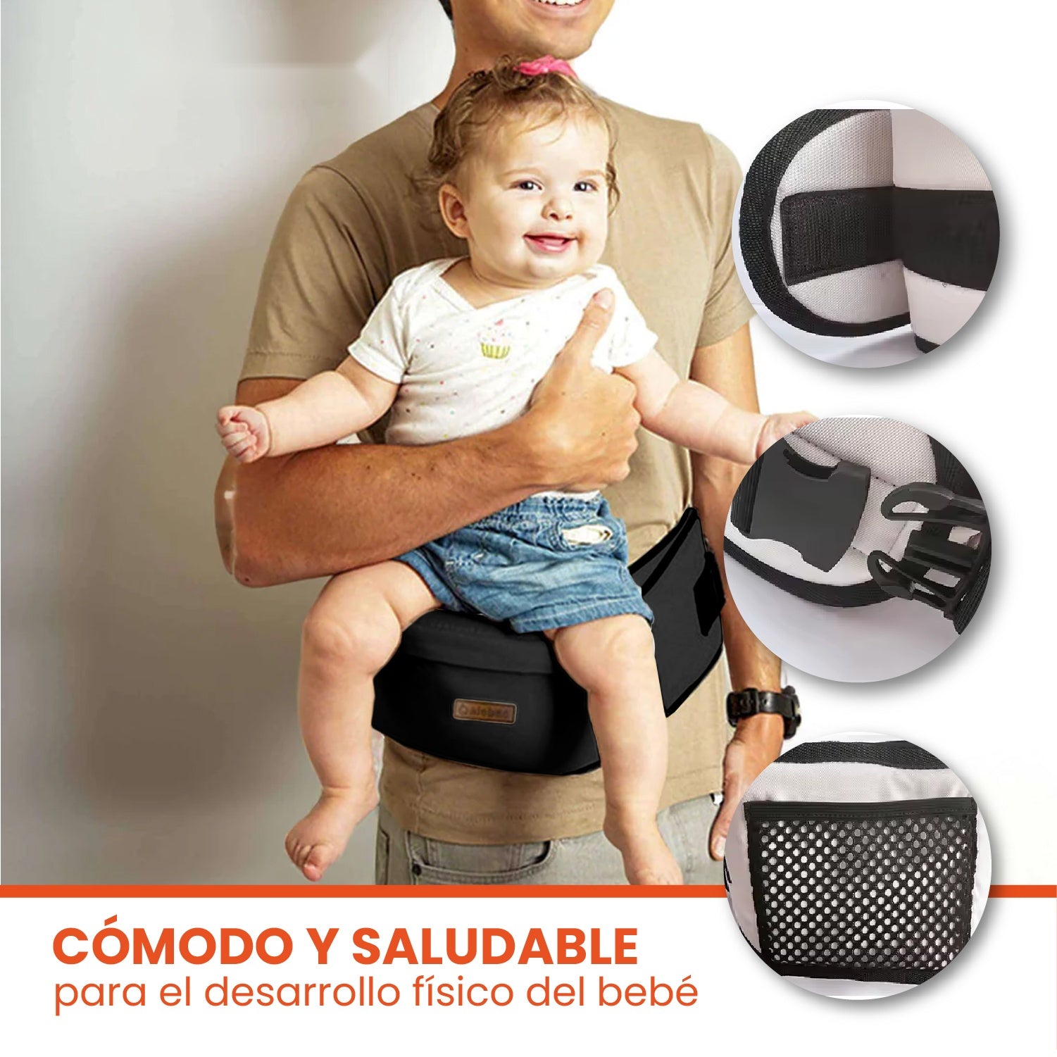 Canguro Portador Ergonomico Cintura Para Bebes De 0 A 4 Anos Negro Innovo