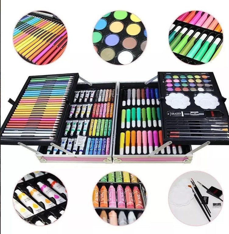 Set De Arte De Lujo 145 Piezas Caja De Aluminio Para Ninos