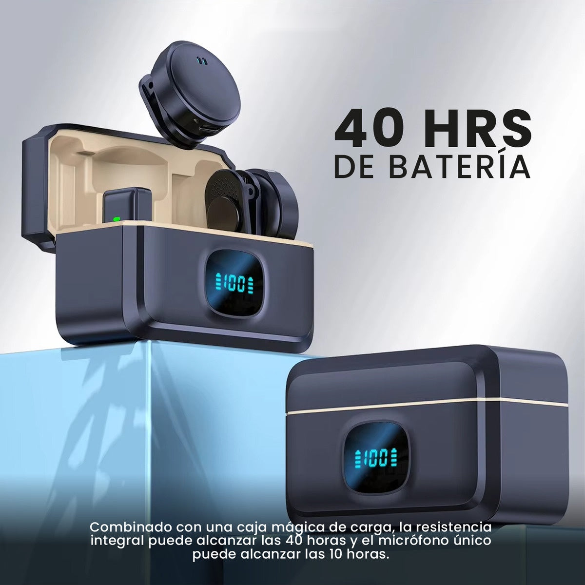 Microfono Inalambrico Solapa Magnetico Solapa Doble Canal Profesional 40Hrs